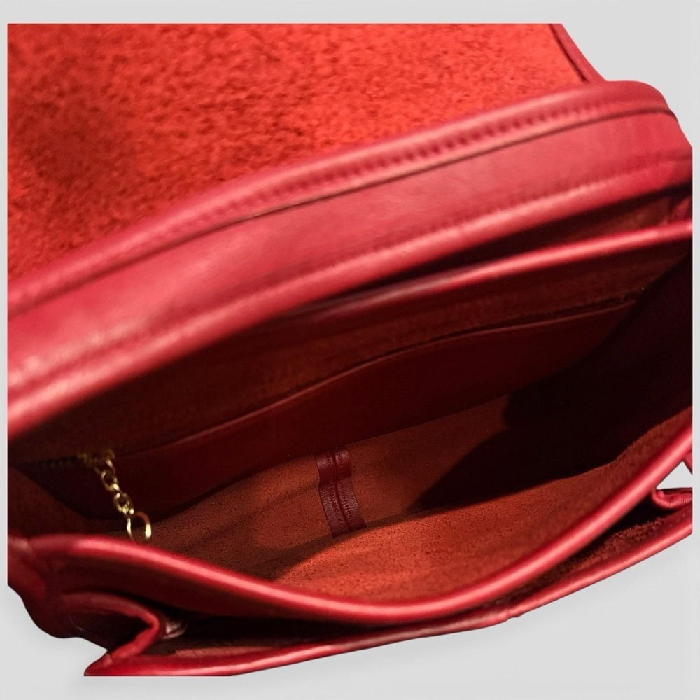Vintage 90s Coach Legacy Rambler 9061 Red Glove Leather Brass Crossbody Bag RARE - Picture 7 of 8